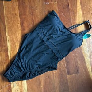 Mynah black one shoulder one piece women’s swimsuit